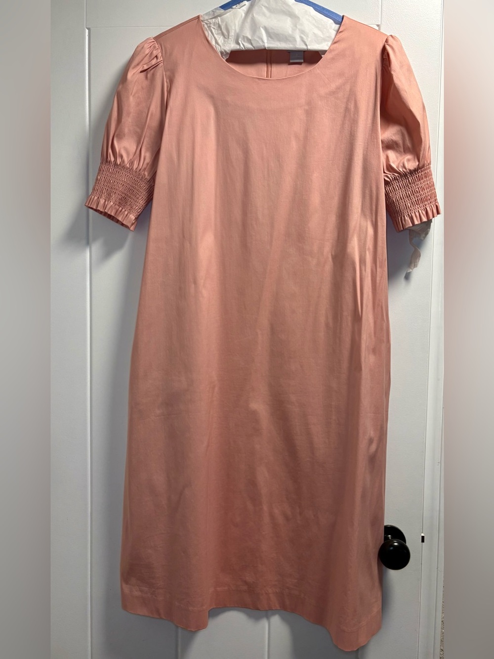 Chico's Dusty Pink Midi Dress with Puff Sleeves